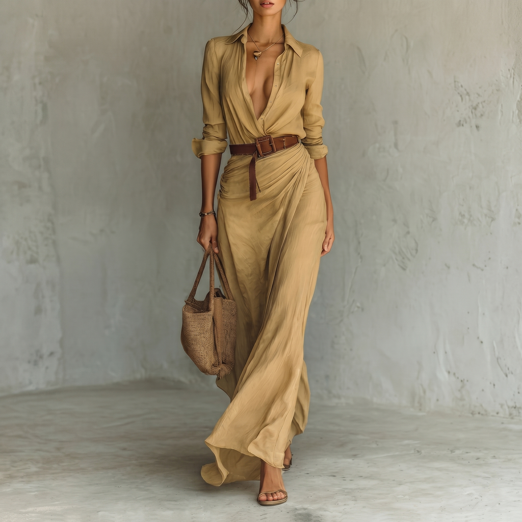 Tamara - Vestido Largo Camisero Envolvente