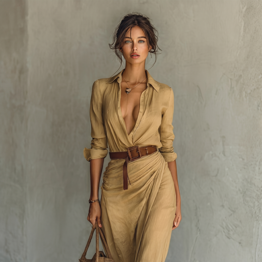 Tamara - Vestido Largo Camisero Envolvente