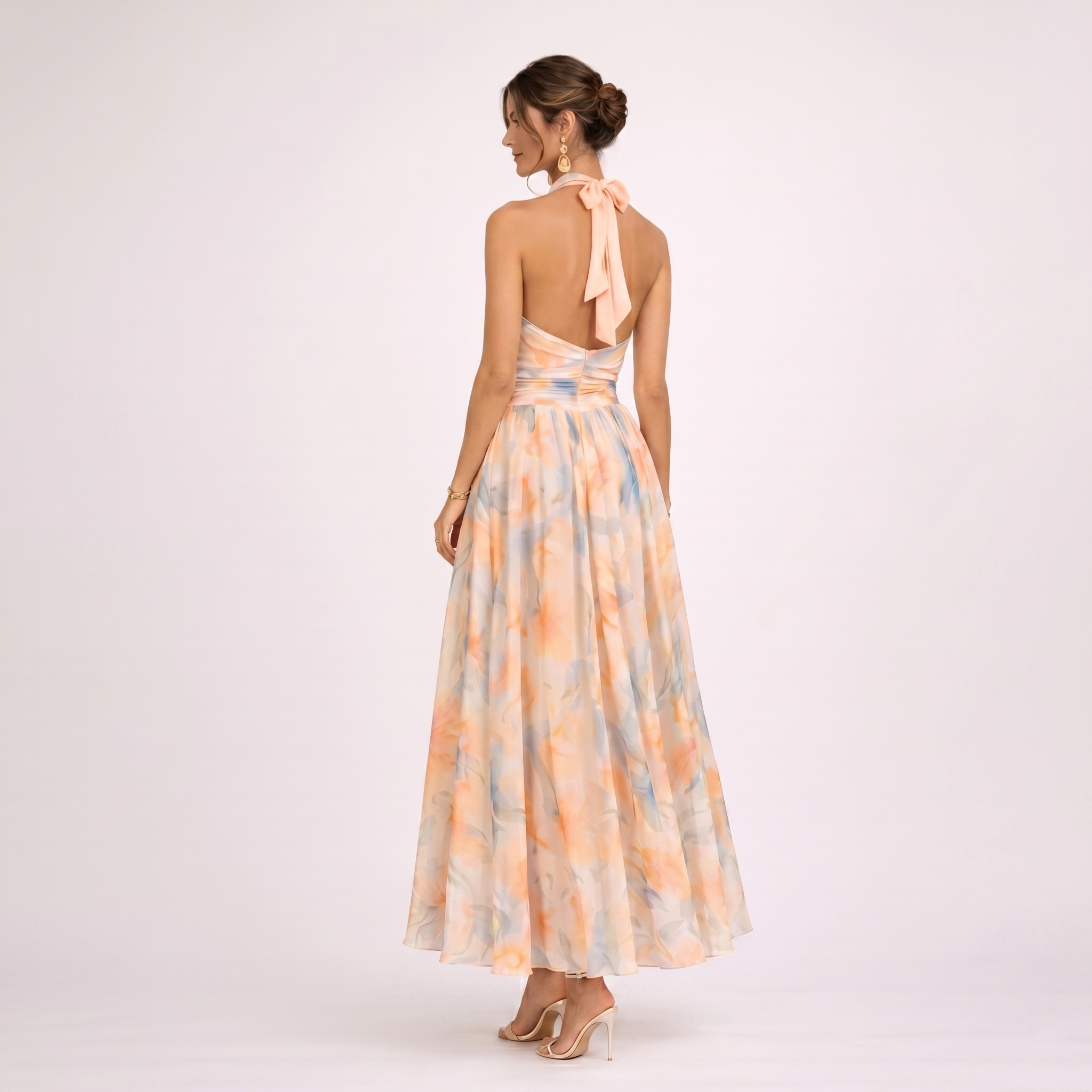 Abril - Vestido Halter Acuarela