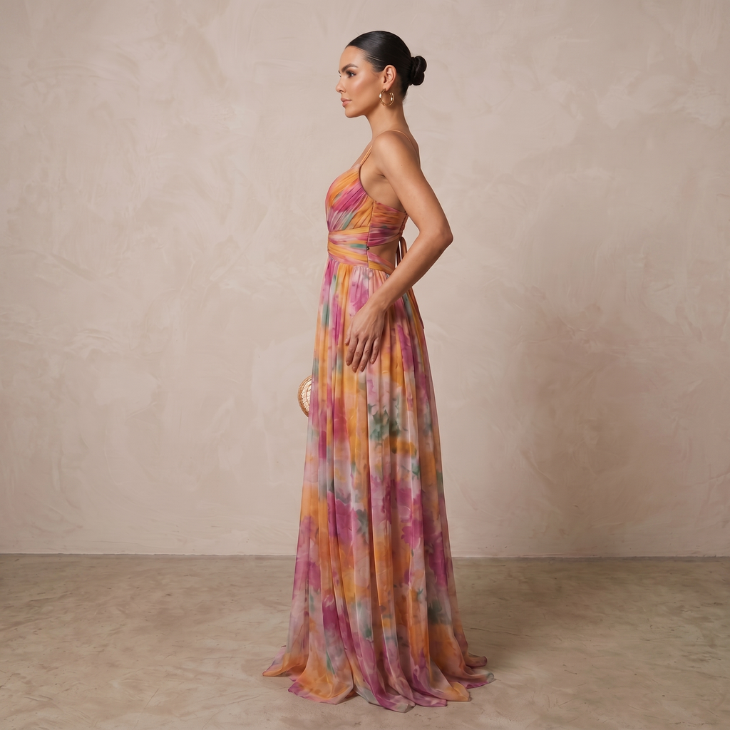 Aitana - Vestido Largo Estampado en Chiffon