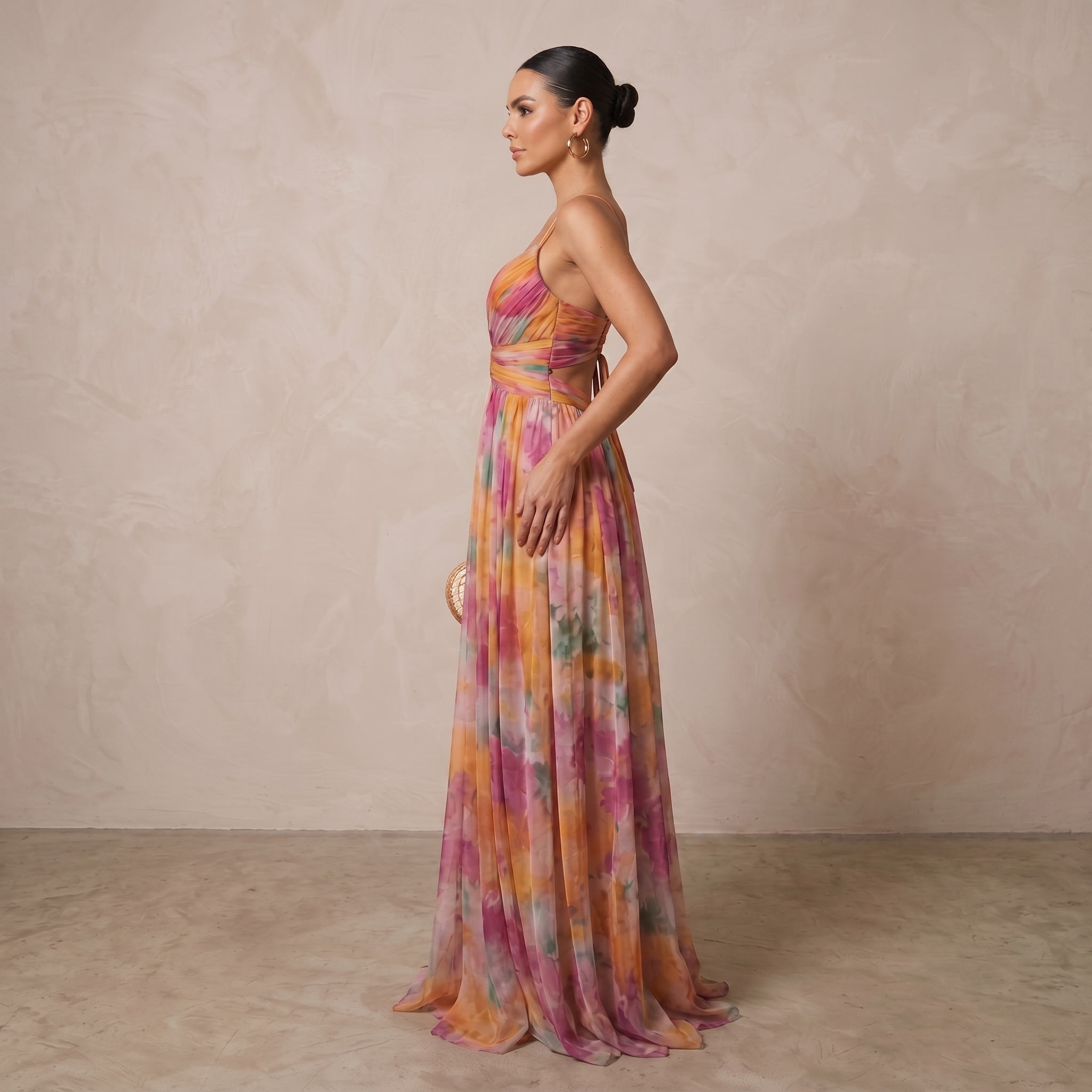 Aitana - Vestido Largo Estampado en Chiffon