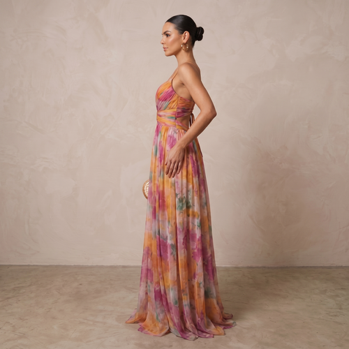 Aitana - Vestido Largo Estampado en Chiffon