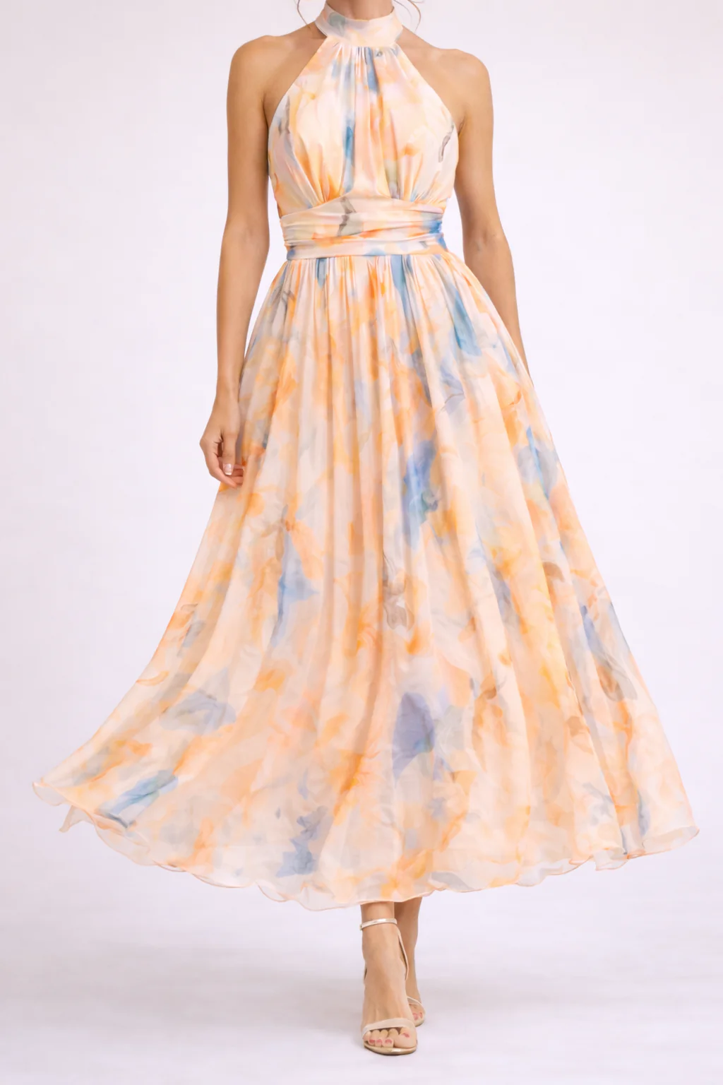 Abril - Vestido Halter Acuarela