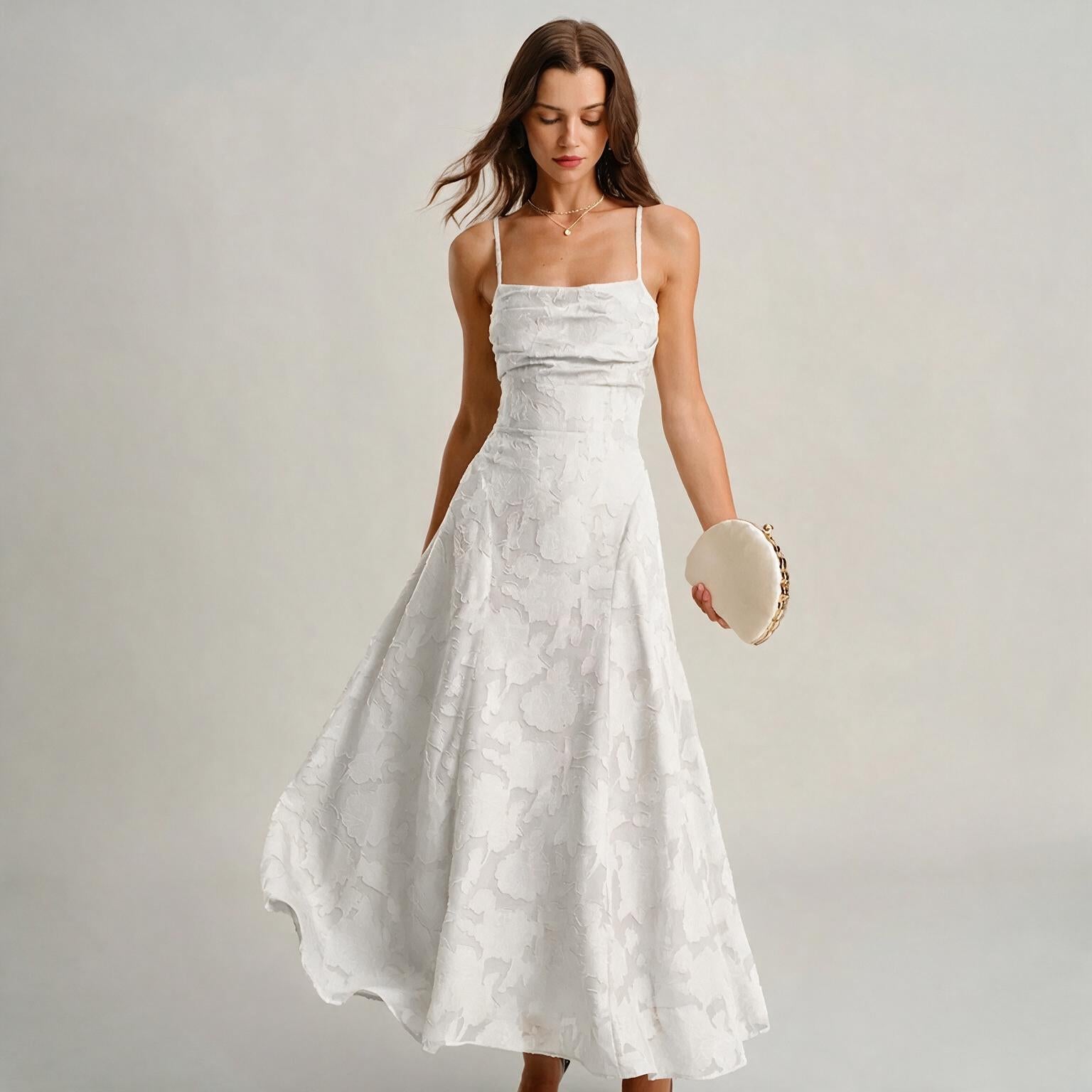 Marta - Vestido Midi Jacquard de Tirantes