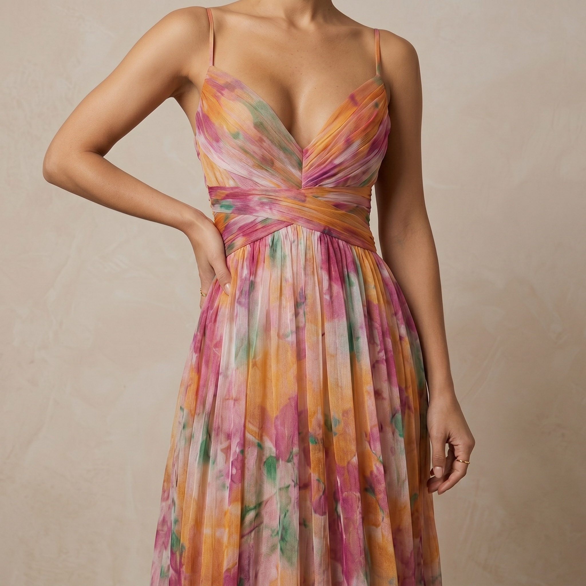 Aitana - Vestido Largo Estampado en Chiffon
